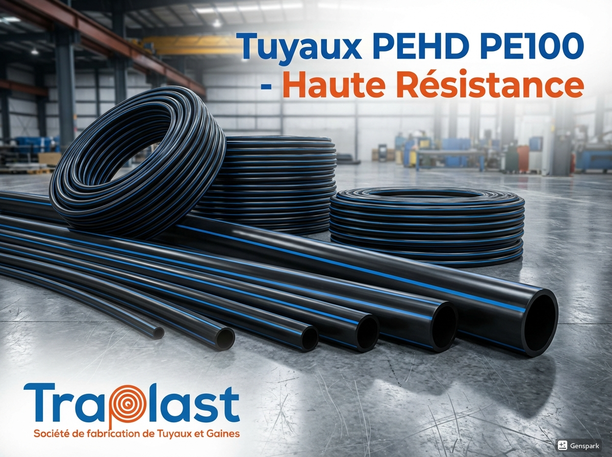 Tuyaux PEHD PE100 TRAPLAST presentes dans un environnement industriel